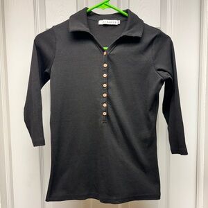 Jay Basics Black Ribbed Button-Front Top – Women’s XS